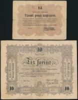 1848. 10Ft "Kossuth bankó" + 1849. 15Kr T:III,III-