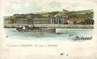 Budapest II. Császár és Szent Lukács fürdő, litho (EK)