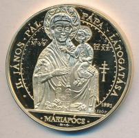 Bognár György (1944-) / Lebó Ferenc (1960-) 1991. "II.János Pál pápa látogatása - Máriapócs" aranyozott emlékérem (42,5mm) T:PP