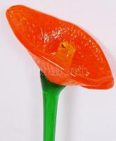 Cca 1960 csehszlovák Bohemia kristály üveg viráglevél, jelzett, hibátlan, m:47 cm