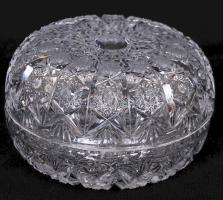 Kristály bonbonier, csiszolt, metszett, hibátlan, d:10 cm, m:7 cm