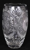 Ólomkristály váza madár jelenettel, csiszolt, metszett, hámozott, hibátlan, m:23 cm, d:11 cm/ Lead c...