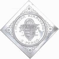 1938. 5P Ag "Álló Szent István" CSEGELY U.P. jelzéssel, Artex-veret (45mm/50.42g) T:PP Csa...