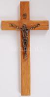 Krisztus a kereszten, réz öntvény-fa, m:24 cm
