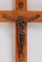 Krisztus a kereszten, réz öntvény-fa, m:24 cm