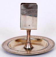 Art deco ezüstözött alpakka hamutál és gyufatartó (az ezüstözés nagyrészt lekopott) / 
Nickel silver...