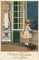 New year, girl, clover, litho (EK)