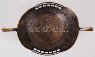 Ezüstözött réz art deco tálka / 
Art deco silver plated brass bowl, 17x5cm