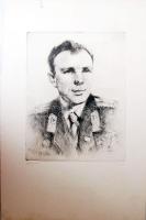 Varga jelzéssel: Gagarin. Rézkarc, karton, 30x38cm