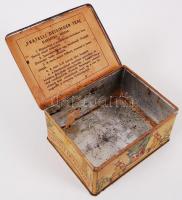 Fratelli Deisinger Budapest festett fém teásdoboz kínai jelenetekkel / 
Vintage tea box, 11x14x7cm