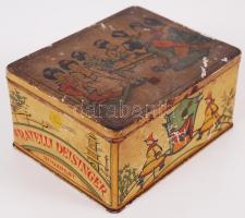 Fratelli Deisinger Budapest festett fém teásdoboz kínai jelenetekkel / 
Vintage tea box, 11x14x7cm