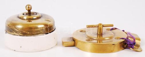 Régi réz retesz és villanykapcsoló /  Vintage brass latch and light switch