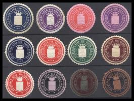 1877 Kolozsvár Szab. Kir. Város Tanácsa imáscímerpajzs 12 db pecsétbélyeg