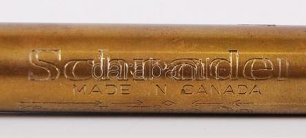 cca 1930 Schrader réz autóabroncslégnyomás-mérő / 
Brass truck tire gauge, 11cm