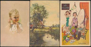 39 db vegyes tematikájú, régi képeslap, városképes és motívumlapok egyaránt, köztük néhány litho, illetve 1900 előtti