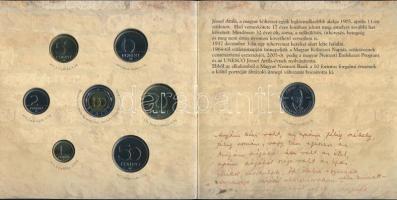 2005. 1Ft-100Ft 7klf db + 10Ft "József Attila" dísztokos szettben T:BU Csak 8000db!