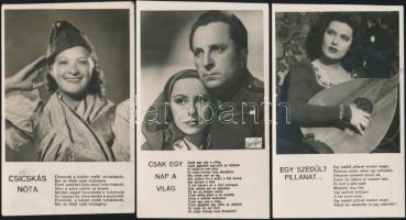 3 db régi, dalszöveges színészlap