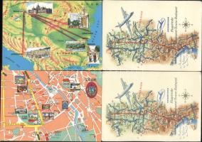 60 db többségében modern képeslap, főként magyarországi helységek térképeivel