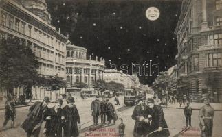 Budapest V. Váci körút, ma Bajcsy-Zsilinszky út éjjel, collage (EK)