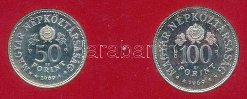 1969. 50Ft Ag + 100Ft Ag "Tanácsköztársaság" pár T:PP Csak 3000db! Eredeti banki csomagolásban (piros)!
