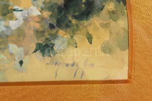 Neogrády Antal (1861-1942): Teregető kislány. Akvarell, papír-karton, jelzett, egyedi paszpartuban, ...