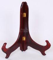 Régi lakkozott fa tányértartó állvány /  Vintage wooden plate stand 26x22cm