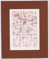 Z.Kovács János (1951-): Vázlatlapok. Rézkarc próbanyomat, papír, jelzett, paszpartuban, 47×38 cm