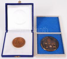 Két darab emlék plakett: Budacolor festékgyár 1950-1975 d:7 cm, Lenin kohászati művek Diósgyőr d:5 cm, eredeti dísz dobozukban