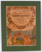 1916 Gyermekszépségverseny elismerő oklevél, kőnyomat, Légrády aláírással, paszpartuban védő fóliával, viseltes állapotban