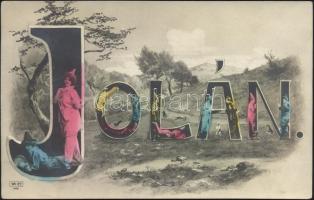 Nameday, greeting card, Jolán
