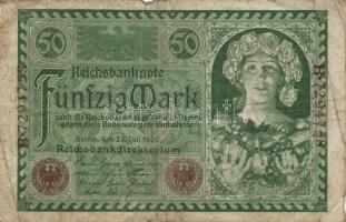 Német Birodalom/Weimari Köztársaság 1920. 50M T:III- + Oroszország 1909-12. 5R szign.:Konshin T:IV +...