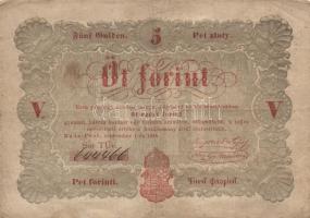 1848. 5Ft "Kossuth bankó" piros T:III