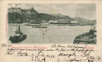 1899 Budapest I. Duna parti részlet gőzhajókkal, Divald (fa)
