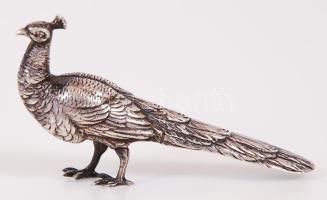 cca 1900-1922 Ezüst (Ag) páva szobrocska a hanaui J. Kurz & Co. műhelyéből, monarchiabeli linzi ...