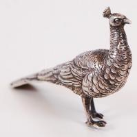 cca 1900-1922 Ezüst (Ag) páva szobrocska a hanaui J. Kurz & Co. műhelyéből, monarchiabeli linzi ...