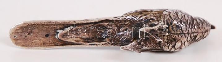 cca 1900-1922 Ezüst (Ag) páva szobrocska a hanaui J. Kurz & Co. műhelyéből, monarchiabeli linzi ...