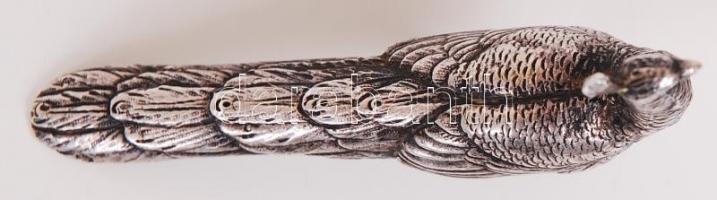 cca 1900-1922 Ezüst (Ag) páva szobrocska a hanaui J. Kurz & Co. műhelyéből, monarchiabeli linzi ...