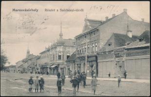 Marosvásárhely Széchenyi square, the shops of Sándor Bányay, Sándor Both, Oszkár Pap and Béla Révész