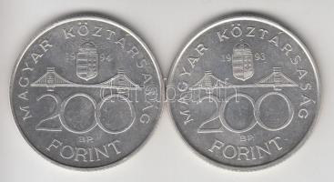 1993-94. 200Ft Ag "MNB" / "Deák" (2x) T:2