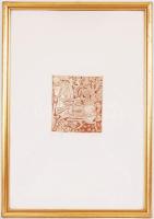 Kass János (1927-2010): Lovag. Rézkarc, papír, jelzett, üvegezett keretben 43x32 cm