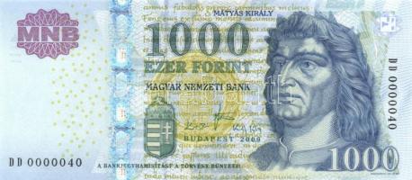 2009. 1000Ft "DD 0000040" sorszámmal! T:I