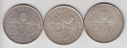 1993-94. 200Ft Ag "MNB" / "Deák" (3x) T:2-