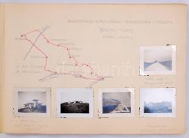 cca 1940 felvidéki, erdélyi, kárpátaljai biciklitúrák 87 fényképet tartalmazó fotóalbum képaláírásokkal, térképekkel