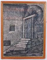 Jelzés nélkül: Bejárat. Szén, farost, keretben 33×26 cm