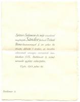 1902-1913 3 db judaika meghívó bár micva, házasság és egyéb szertartásokra különböző budapesti helys...