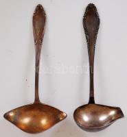 Két darab ezüstözött alpaka, speciális merőkanalak, jelzettek, h:18 cm