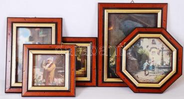 5 darab kis méretű Spitzweg nyomat, szép keretekben