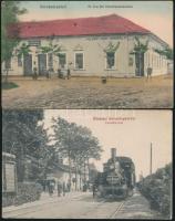 Soroksárpéteri  - 2 db lap, vasútállomás, M. Szerján fűszerkereskedése, polgári vendéglő