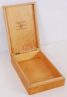 1938 intarziás gyógyszeres fadoboz, "Fünfzig Jahre Bayer", 12×18×5 cm