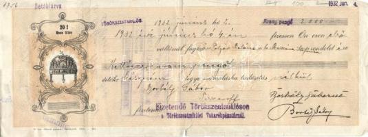 Budapest 1931-37. 8db klf Törökszentmiklóson Simontornyán, Szegeden kitöltött váltó, egyiken "É...